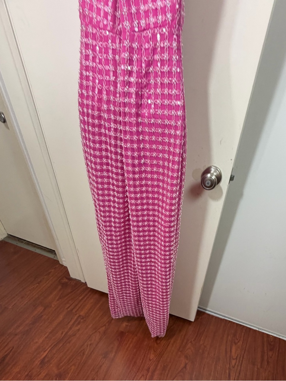 Perfectly Pink Luxurious Mesh Pearl Sequin Strapless Column Maxi Dress NWT Sz S - Picture 10 of 16